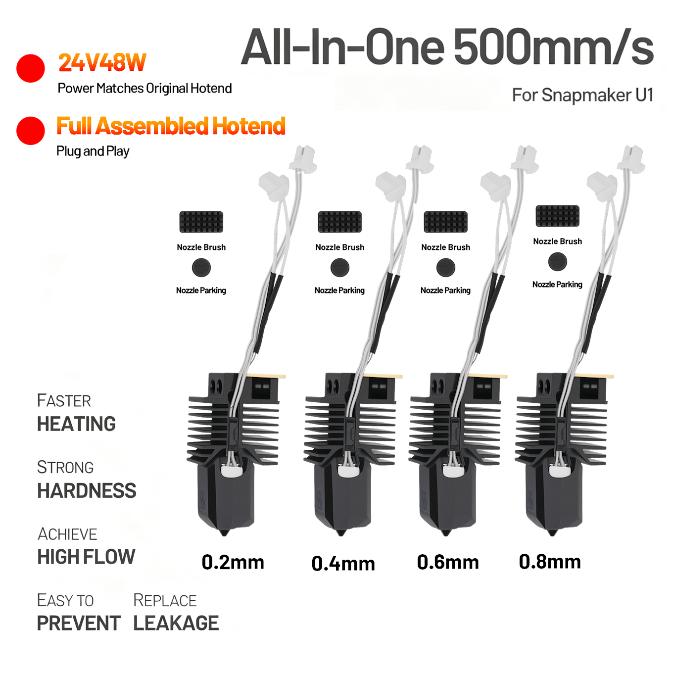High Flow Ceramic Hotend - หัวฉีดความร้อนสำหรับ Snapmaker U1 24V 48W ชุดฮีตเตอร์เซรามิก